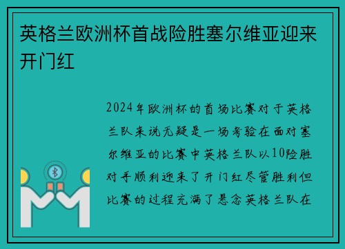 英格兰欧洲杯首战险胜塞尔维亚迎来开门红 英格兰欧洲杯首战险胜塞尔维亚迎来开门红
